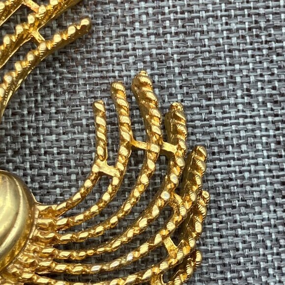 M Jent Brooch Pin 2.5 In Gold Abstract Wheat Knot Spray Swirl Vintage Retro - Picture 9 of 9